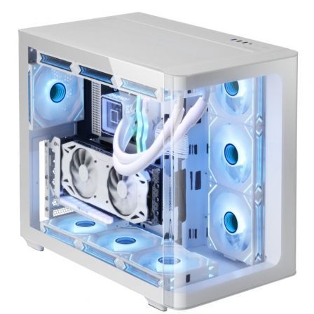 Mars Gaming MCFUSION Semitorre Blanca con Cristal Curvado